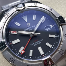 BLS공장 브라이틀링 어벤저 오토매틱 GMT 베스트 레드 에디션 블랙 다이얼 나일론 스트랩 44mm