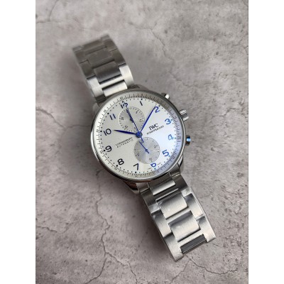 IWC 샤프하우젠 포르투기저 화이트 다이얼 스틸 줄 시계