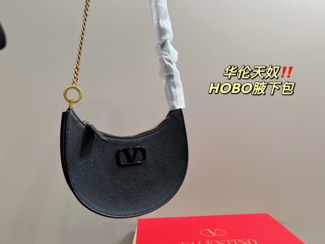 발렌티노 시그니처 브이 로고 호보백 블랙 (가방)