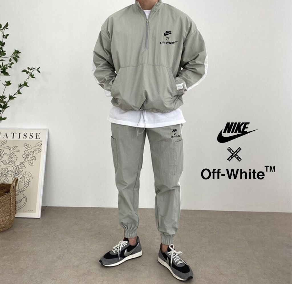 나이키 X 오프화이트 콜라보 윈드 아노락 조거 세트