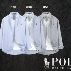 폴로 랄프로렌 오버 스트라이프 잔줄 로고 셔츠