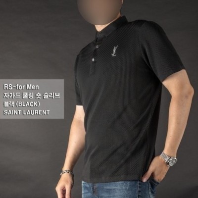 입생로랑 자가드 쿨링 숏 슬리브 반팔 카라티