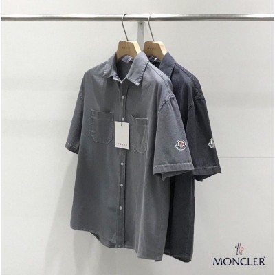 몽클레어 세미 오버핏 워싱 반팔 셔츠