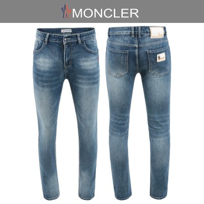 몽클레어 화이트 노블 스틸 패치 워싱 슬림진 청바지