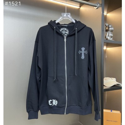 크롬하츠 1521 대거 포인트 레더 크로스 후드집업