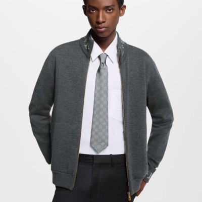 루이비통 752 더블 페이스 울 니트 블루종 집업