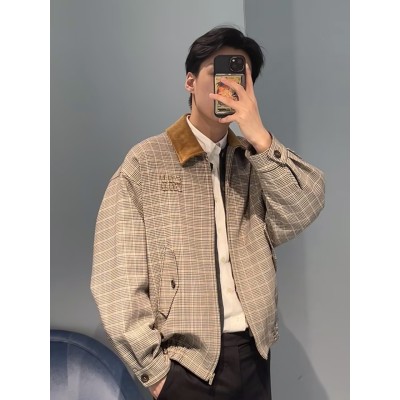 미우미우 체크 더블 위브 자켓