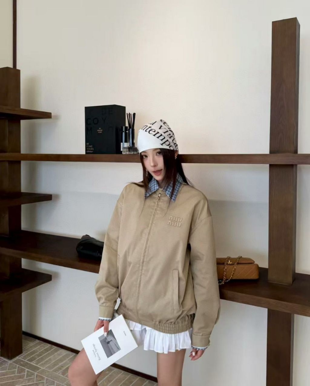 미우미우 치노 블루종 자켓
