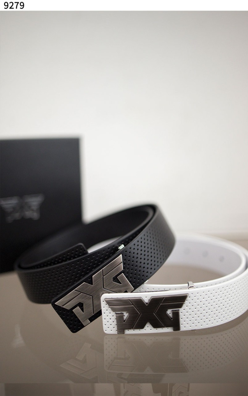 PXG 실버 로고 버클 펀칭 벨트